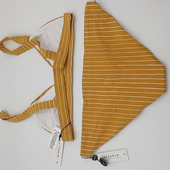 Sold! Vitamin A Neutra Triangle Top and Luciana Bottom Bikini Set Dorada Stripe - Picture 9 of 16